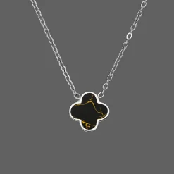 Black-Gold Clover Kette | 18K vergoldet