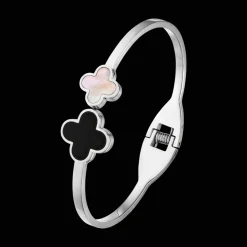 Black-White Clover Armreif | 18K vergoldet