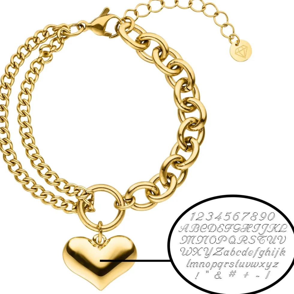 Chunky Heart Armband + Gravur