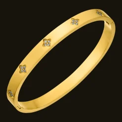 Clover Stone Armreif | 18K vergoldet