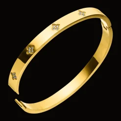 Clover Stone Armreif | 18K vergoldet