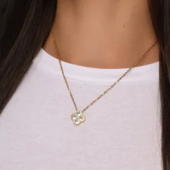 Crystal Clover Kette | 18K vergoldet