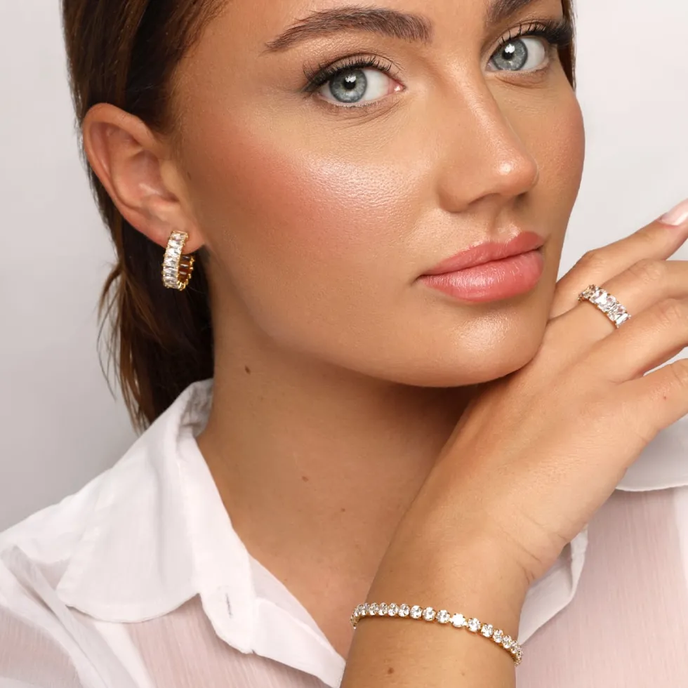 Cube Stones Creolen | 18K vergoldet