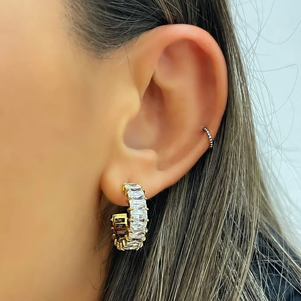 Cube Stones Creolen | 18K vergoldet