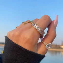 Cube Stones Ring | 18K vergoldet