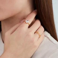 Dot Clover Ring | 18K vergoldet