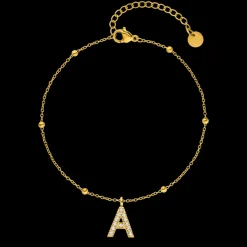 Dots Letter Armband | 18K vergoldet