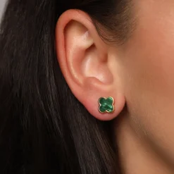 Emerald Clover Ohrstecker | 18K vergoldet