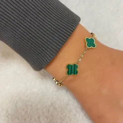 Green Clover Armband | 18K vergoldet