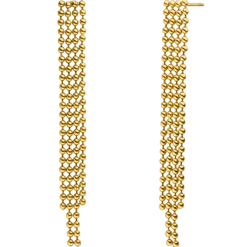 Hanging Beads Ohrstecker | 18K vergoldet