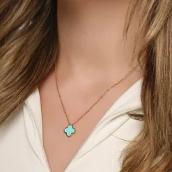 Ice Blue Clover Kette | 18K vergoldet