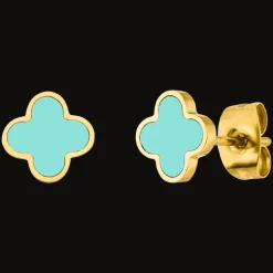 Ice Blue Clover Ohrstecker | 18K vergoldet