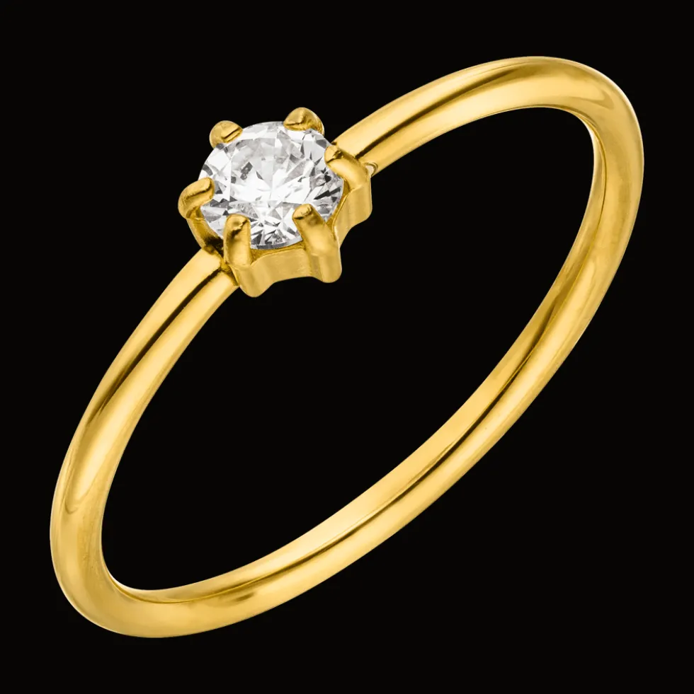 One Stone Ring | 18K vergoldet
