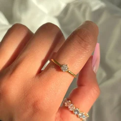 One Stone Ring | 18K vergoldet