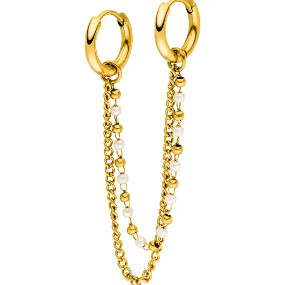 Pearl Chain Ohrringe | 18K vergoldet