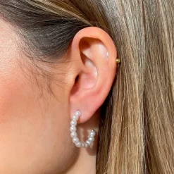 Pearl Hoop Ohrringe | 18K vergoldet