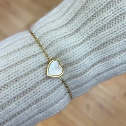 Perlmutt Herz Armband | 18K vergoldet