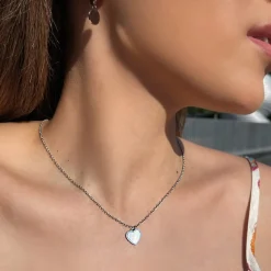 Perlmutt Herz Kette | 18K vergoldet
