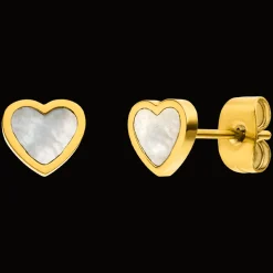 Perlmutt Herz Ohrstecker | 18K vergoldet