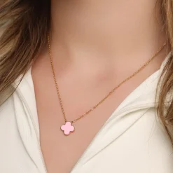 Pink Clover Kette | 18K vergoldet