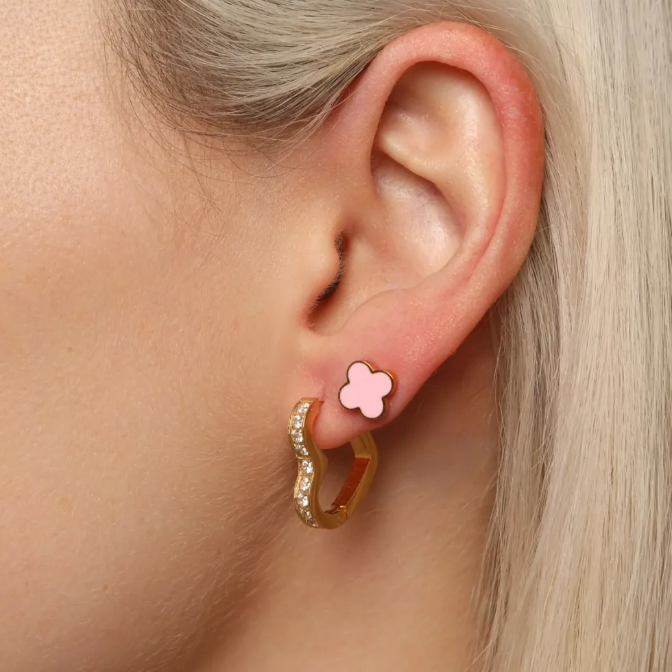Pink Clover Ohrstecker | 18K vergoldet