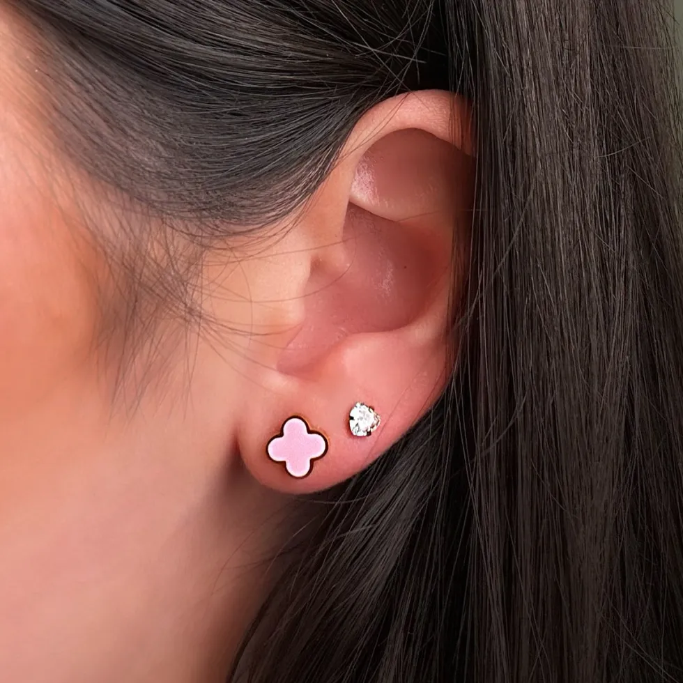 Pink Clover Ohrstecker | 18K vergoldet
