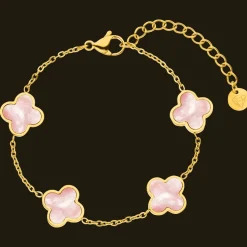 Rosa Perlmutt Clover Armband | 18K vergoldet