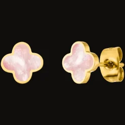 Rosa Perlmutt Clover Ohrstecker | 18K vergoldet
