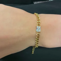 Single Stone Armband | 18K vergoldet