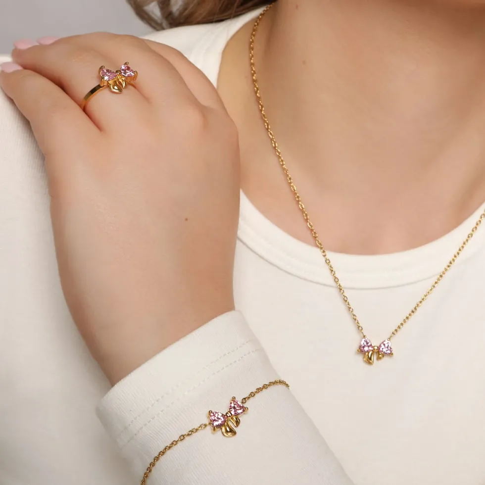 Sweet Bow Halskette | 18K vergoldet