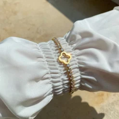 Tennis Clover Armband | 18K vergoldet