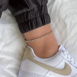 Tennis Fußkette | 18K vergoldet