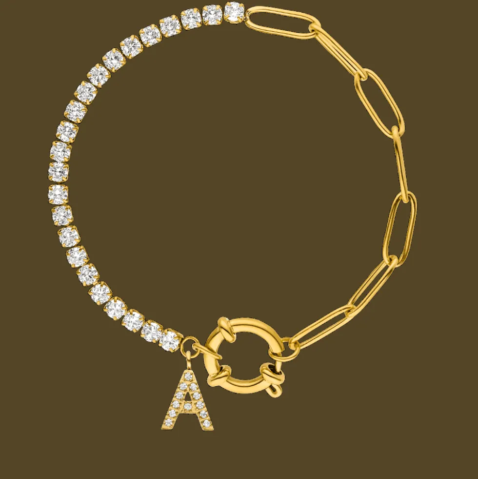 Tennis Letter Armband | 18K vergoldet
