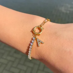 Tennis Letter Armband | 18K vergoldet