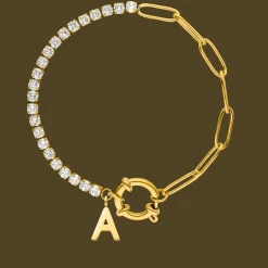 Tennis Letter Armband | 18K vergoldet