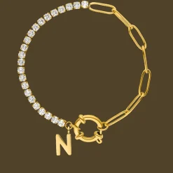 Tennis Letter Armband | 18K vergoldet