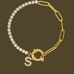 Tennis Letter Armband | 18K vergoldet