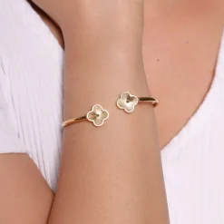 Twin Clover Armreif | 18K vergoldet