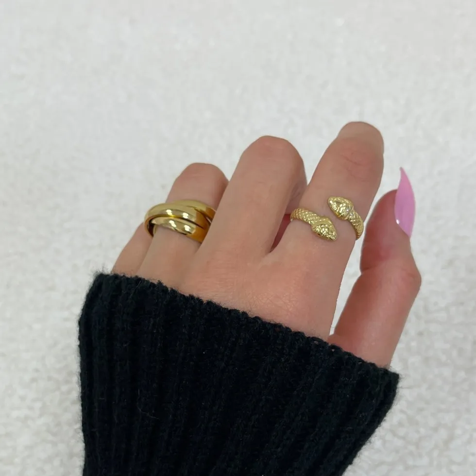 Twin Snakes Ring | 18K vergoldet