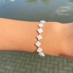 White Clovers Armband | 18K vergoldet