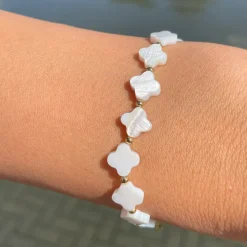 White Clovers Armband | 18K vergoldet