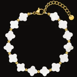 White Clovers Fußkette | 18K vergoldet