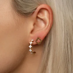 White Clovers Hoops | 18K vergoldet