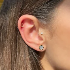 White Shimmer Ohrstecker | 18K vergoldet