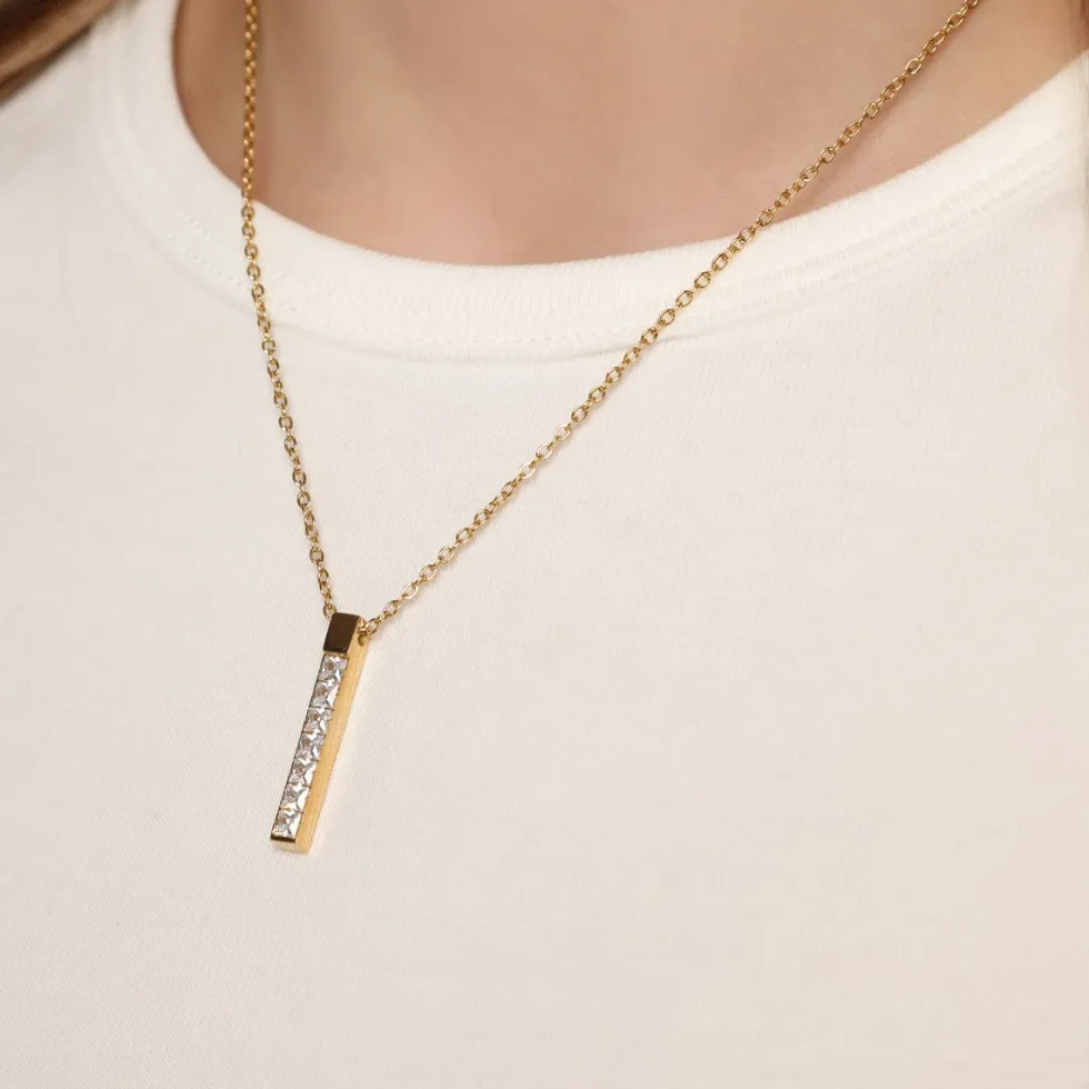 Zircon Bar Halskette | 18K vergoldet